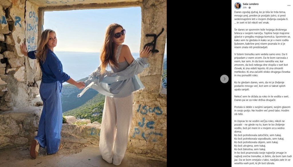 Hčerka Saše Lendero praznuje 17 let, zapis pevke je ganil številne Slovence