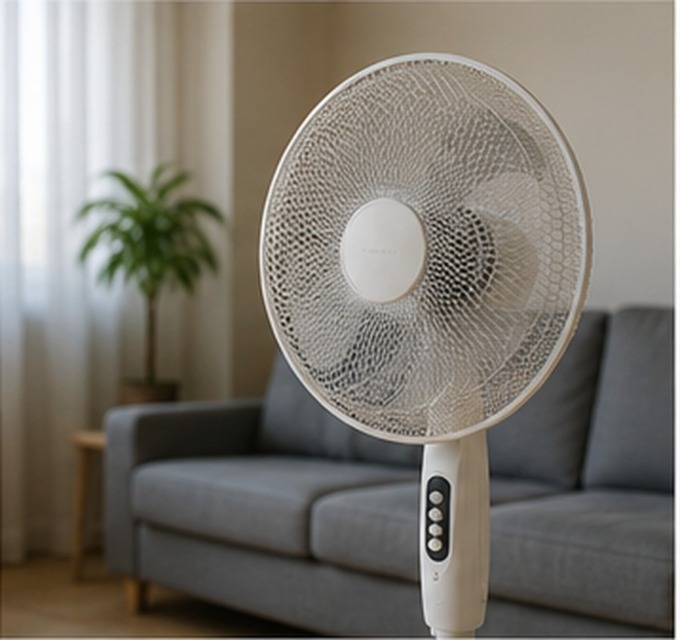Ventilator v dnevni sobi pomaga pri kroženju zraka v vročih dneh