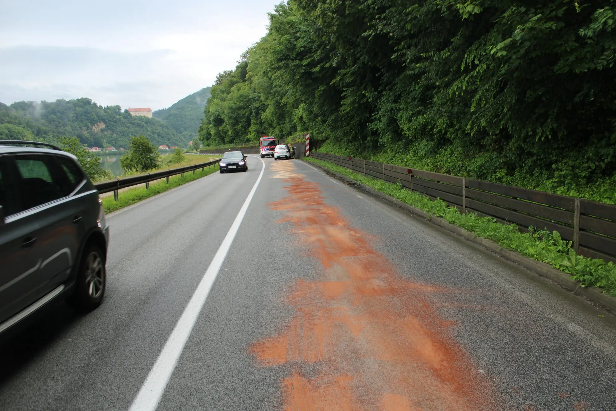 Pri Brestanici skala padla na avtomobil, posredovali gasilci