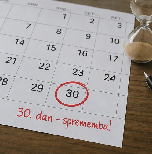 Koledar z označenim 30. dnem bolniške odsotnosti