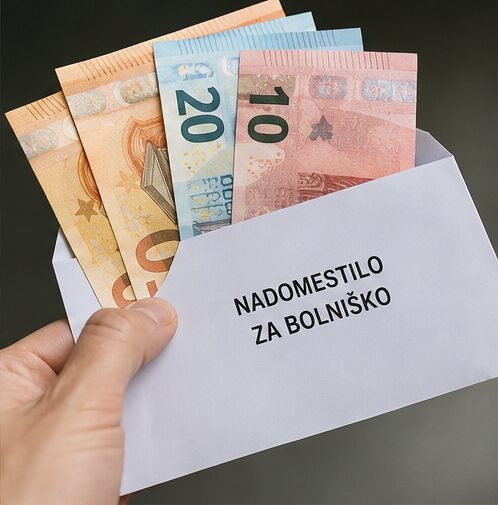 Nadomestilo za bolniško v kuverti z evrskimi bankovci