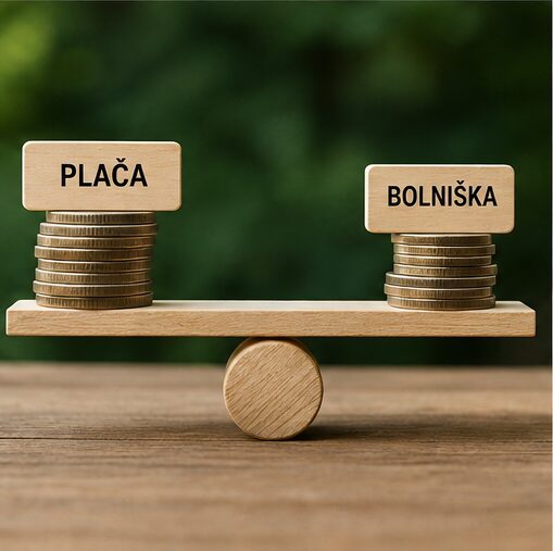 Primerjava plače in bolniške z zloženimi kovanci