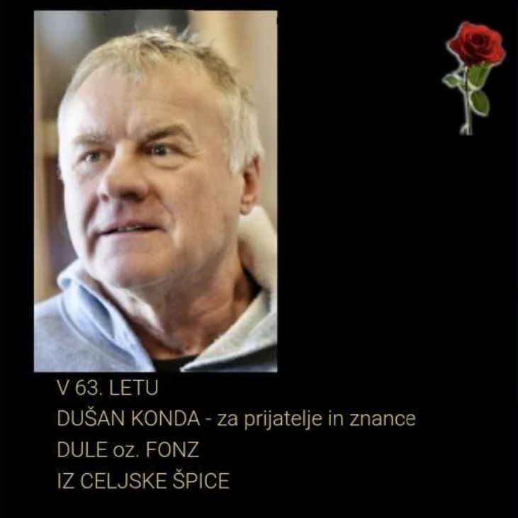 Osmrtnica za Dušanom Kondo.