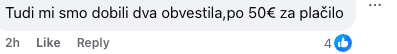 Kazen naj bi znašala 50 €.