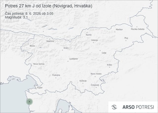 Potres pri Novigradu prebudil del Slovenije, čutili so ga tudi v Kopru in Portorožu