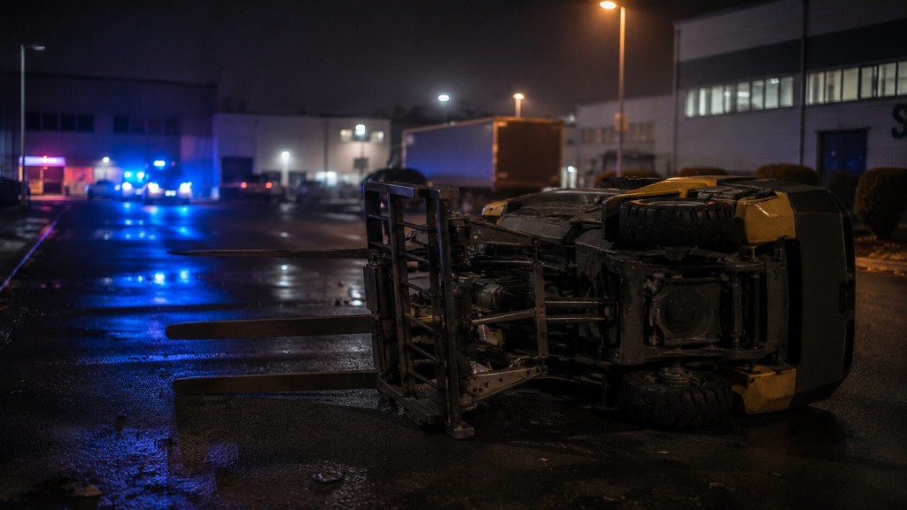 Viličar se je prevrnil na bok, za 30-letnika je bilo usodno: policija preiskuje malomarnost