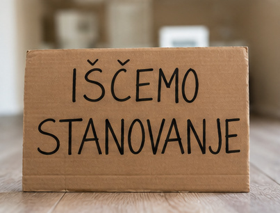 Napis iščemo stanovanje kot simbol stanovanjske stiske