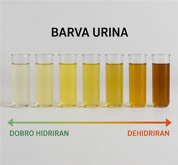 Primerjava različnih barv urina kot pokazatelj dehidracije
