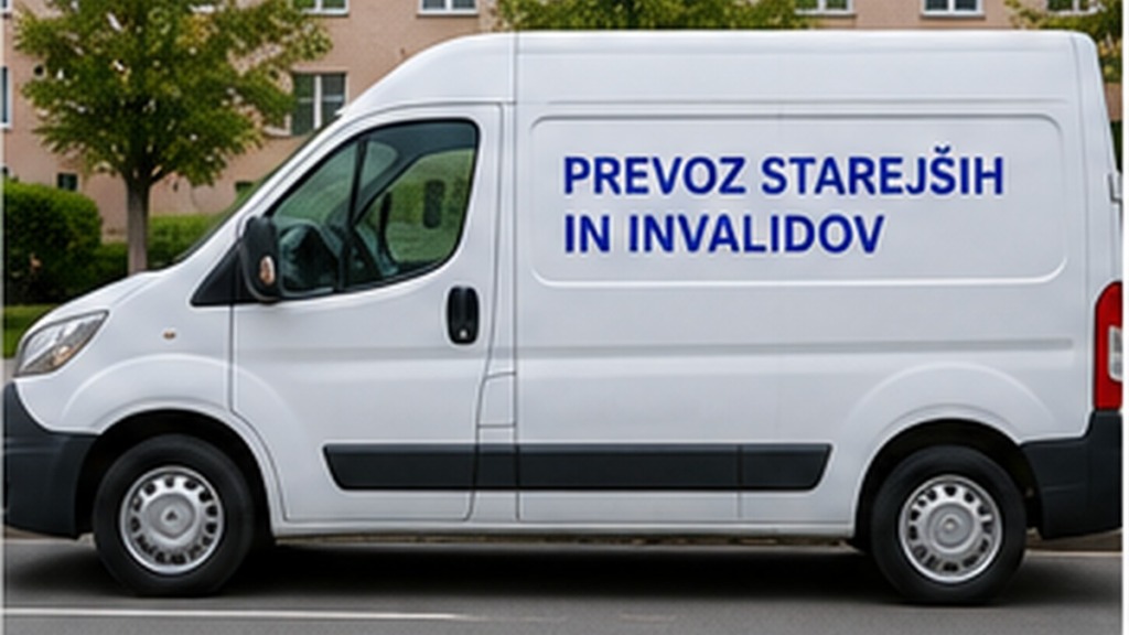 Občinsko vozilo za brezplačni prevoz starejših in invalidov.