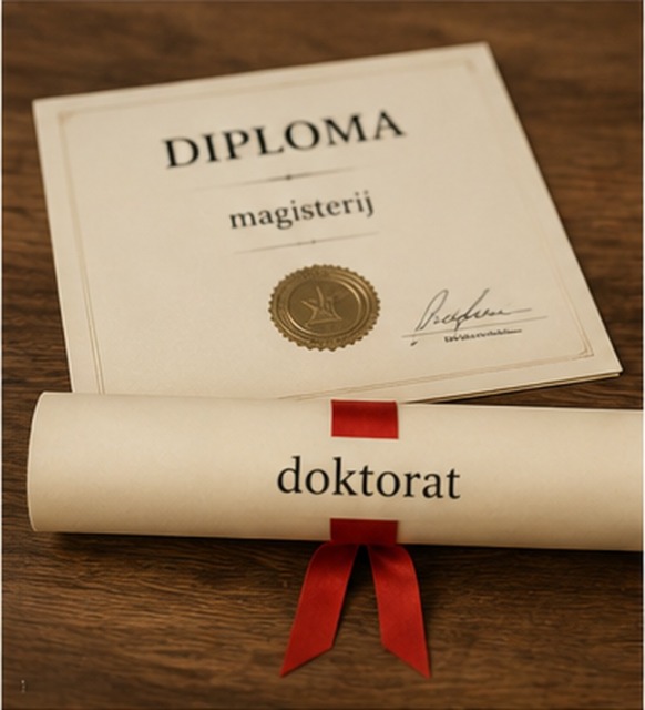 Diploma in dokumenti za magisterij ter doktorat na mizi