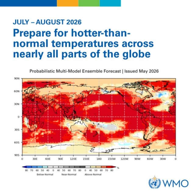 Temperature bodo še višje; vir: WMO