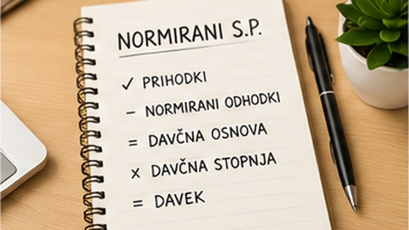 Zvezek s formulo za izračun davka normiranega s.p.