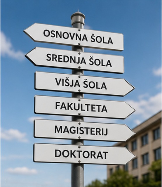 Usmerjevalne table prikazujejo različne stopnje izobrazbe
