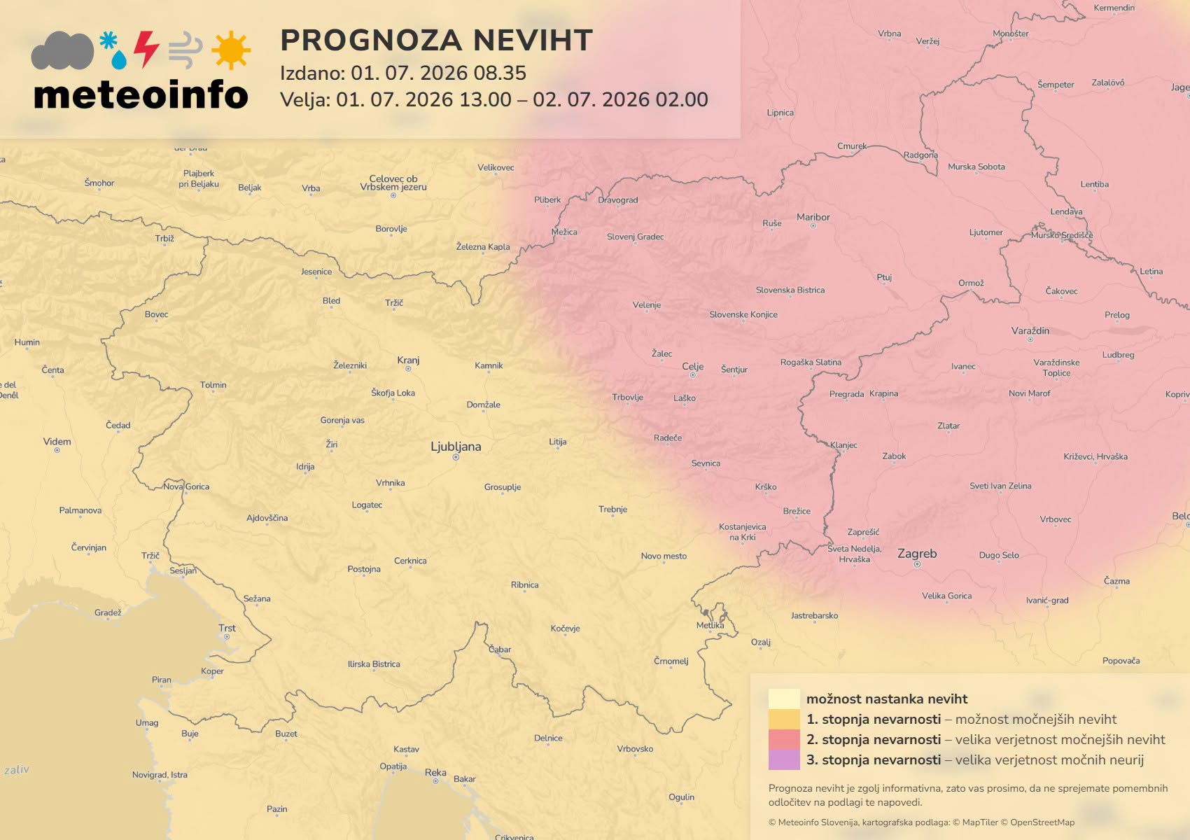 ARSO prižgal oranžni alarm: najbolj na udaru bo ta del Slovenije