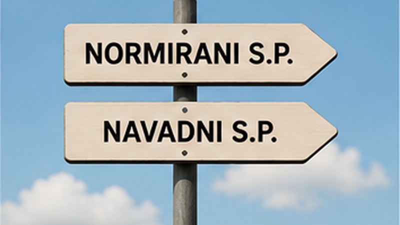 Kažipota prikazujeta izbiro med normiranim in navadnim s.p.
