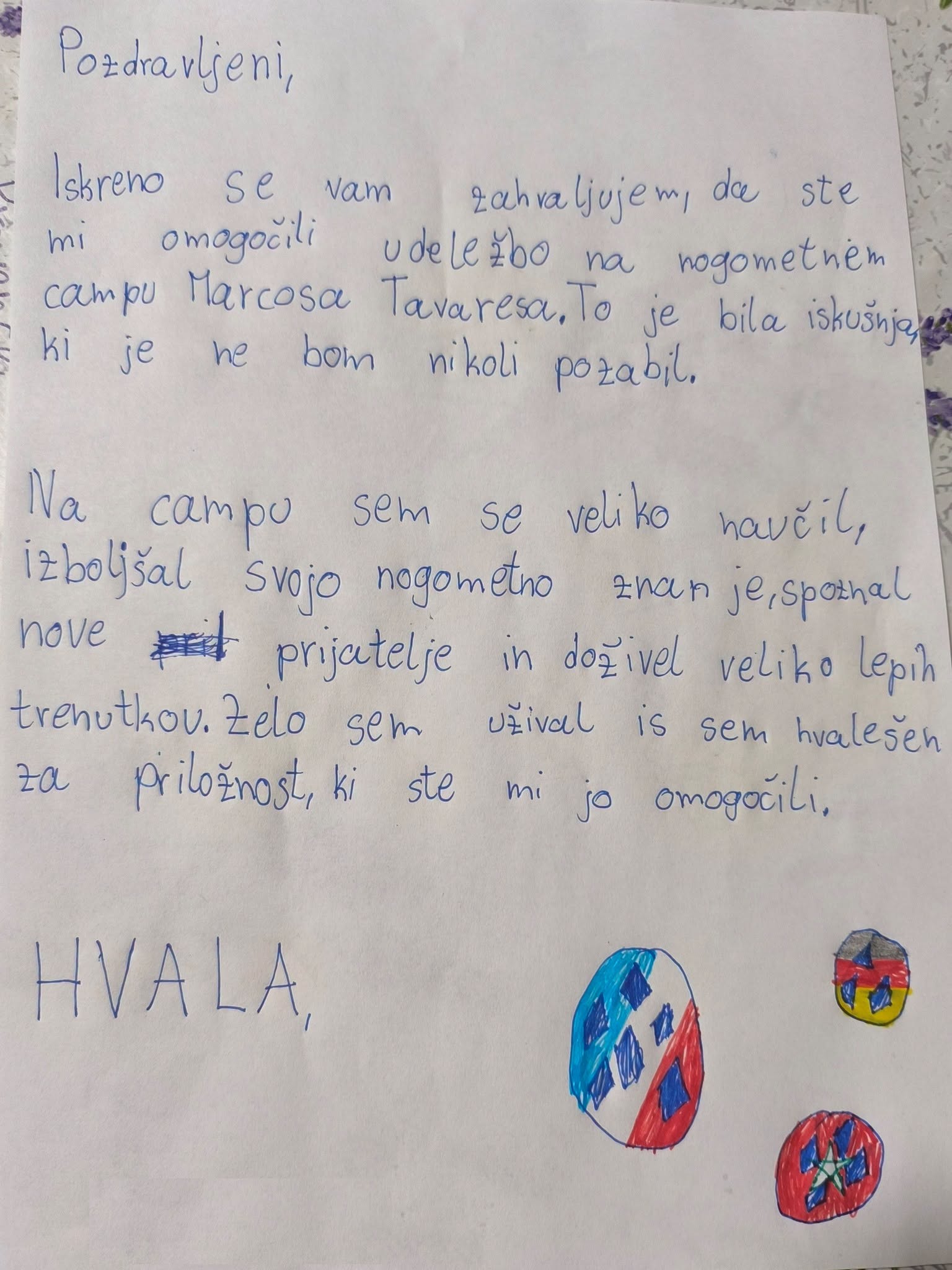 Ganljivo pismo otroka po nogometnem kampu: »To je bila izkušnja, ki je ne bom nikoli pozabil«
