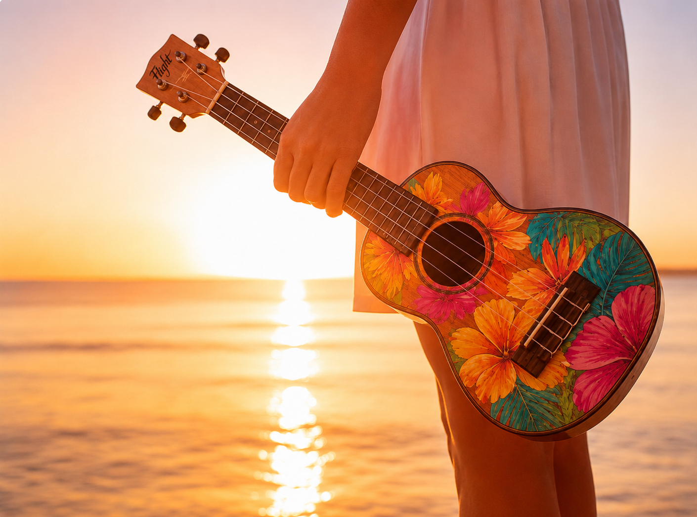Ukulele ob sončnem zahodu.