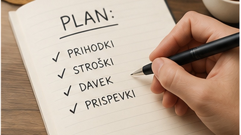 Podjetnik zapisuje prihodke, stroške, davek in prispevke normiranega s.p.