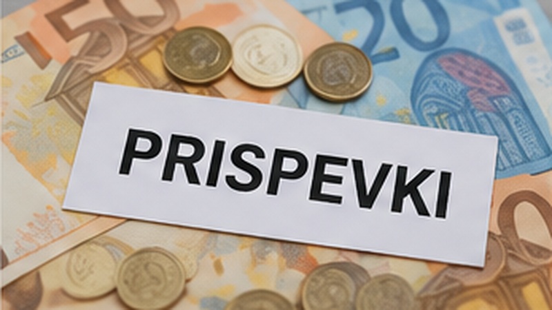 Evrski bankovci in kovanci, ki ponazarjajo prispevke za popoldanski s.p.