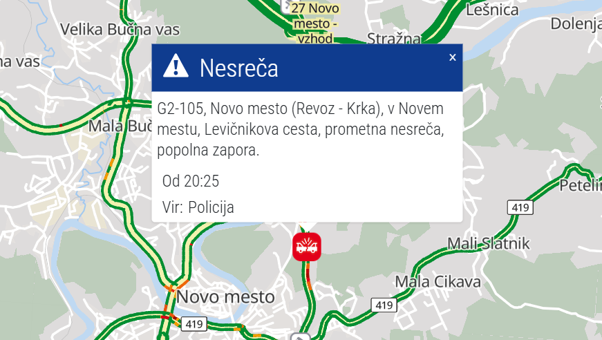 Huda prometna nesreča ohromila Novo mesto: trčila štiri vozila, cesta od Krke proti Revozu zaprta