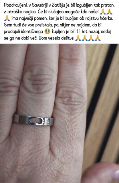 V Savudriji izgubila prstan, ki ga je dobila ob rojstvu hčerke: »Zame ima neprecenljiv pomen!«