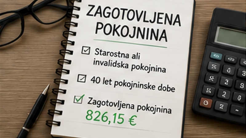 Zvezek s pogoji za pridobitev zagotovljene pokojnine in kalkulator.