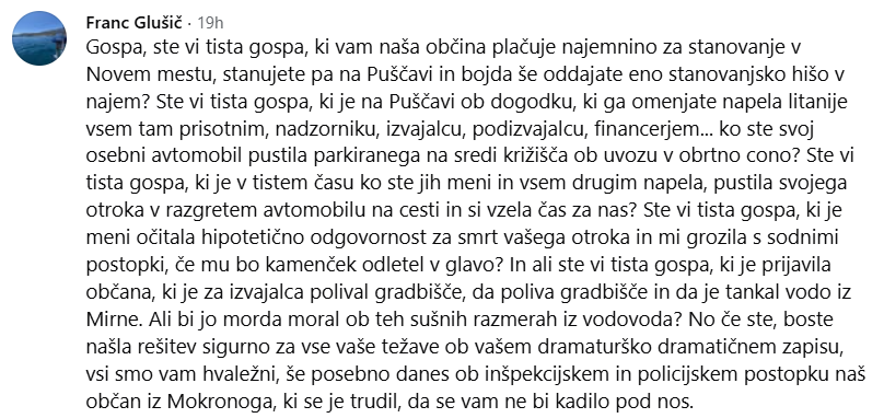 Po zgodbi Špele iz Mokronoga se je oglasil župan: »Včasih tisti, ki se želijo preveč javno izpostaviti, delajo škodo ljudem, ki tam živijo«