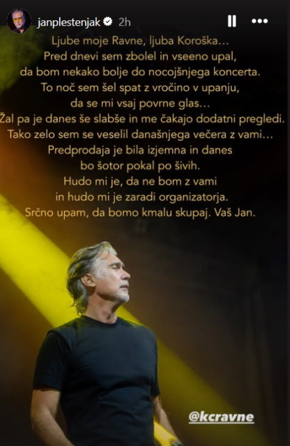 Jan Plestenjak sporočil žalostno novico: Danes je še slabše, čakajo me dodatni pregledi ...