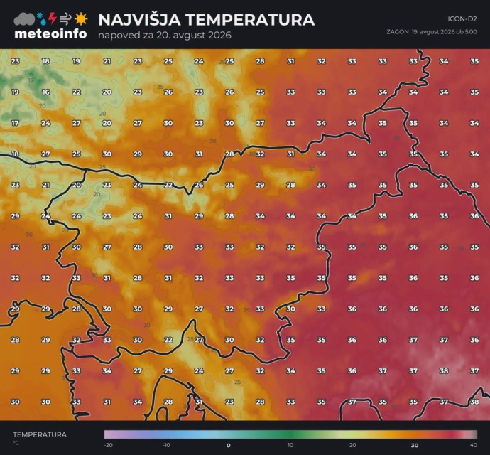 Na zahodu možna silovita neurja in več kot 200 litrov dežja, vzhod še v vročini