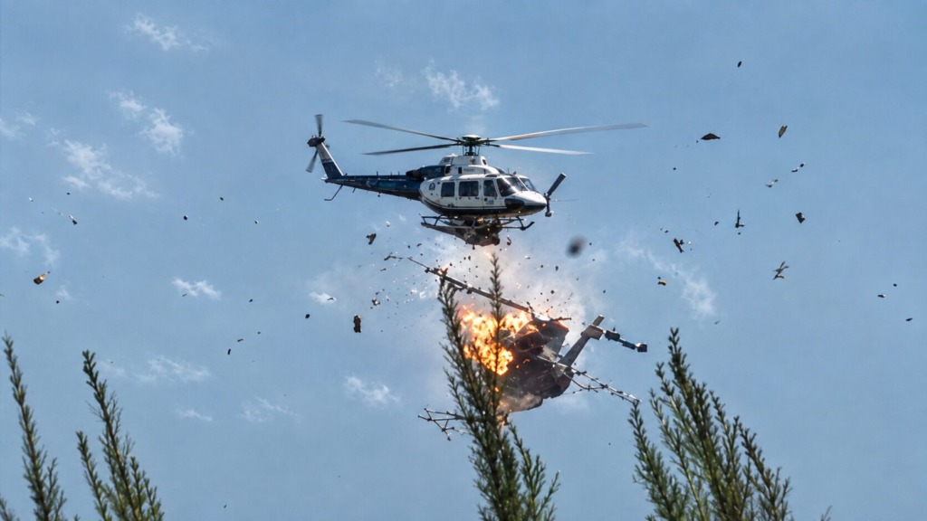 Grozljiv prizor med gašenjem požara: gasilska helikopterja trčila, eden v plamenih strmoglavil (VIDEO)