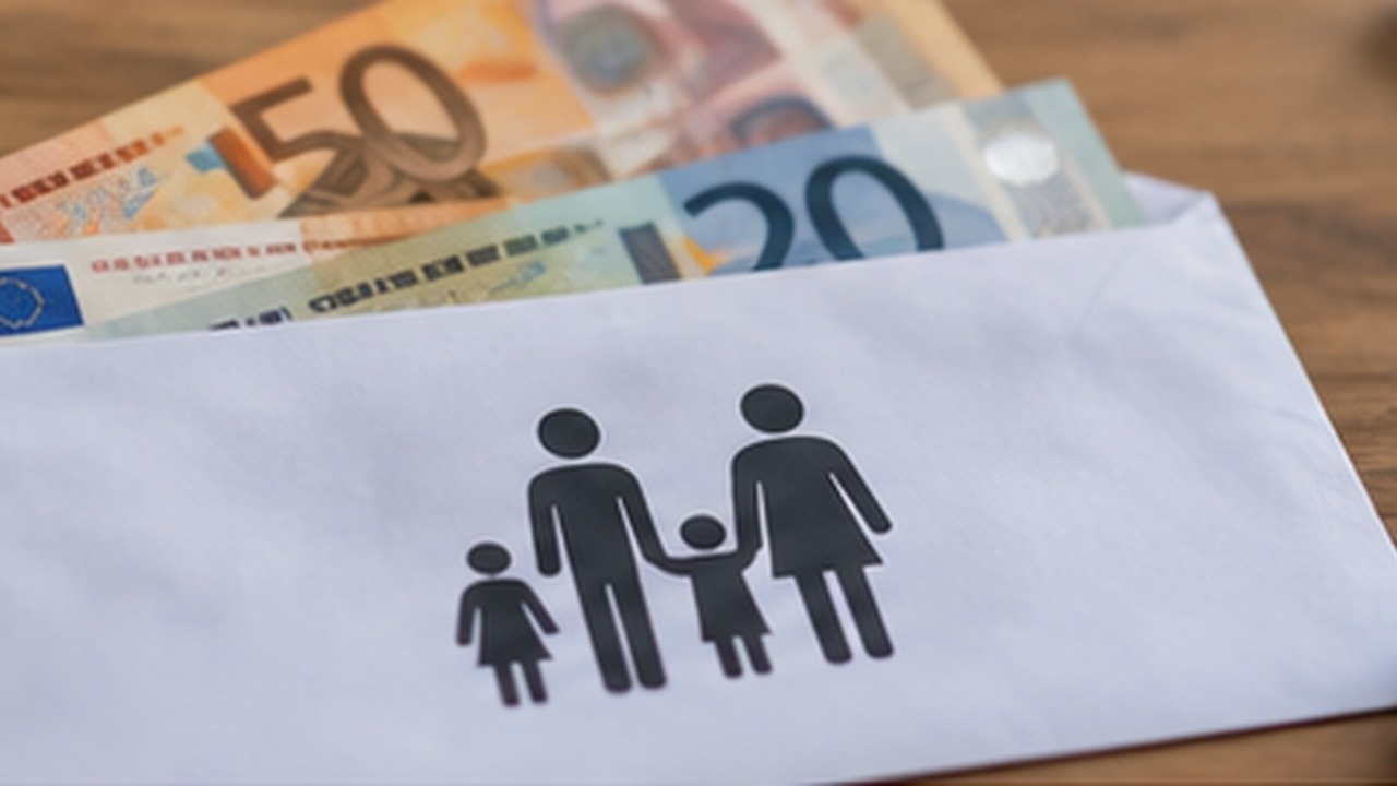 Evrski bankovci in simbol družine predstavljajo zaščitene socialne prejemke