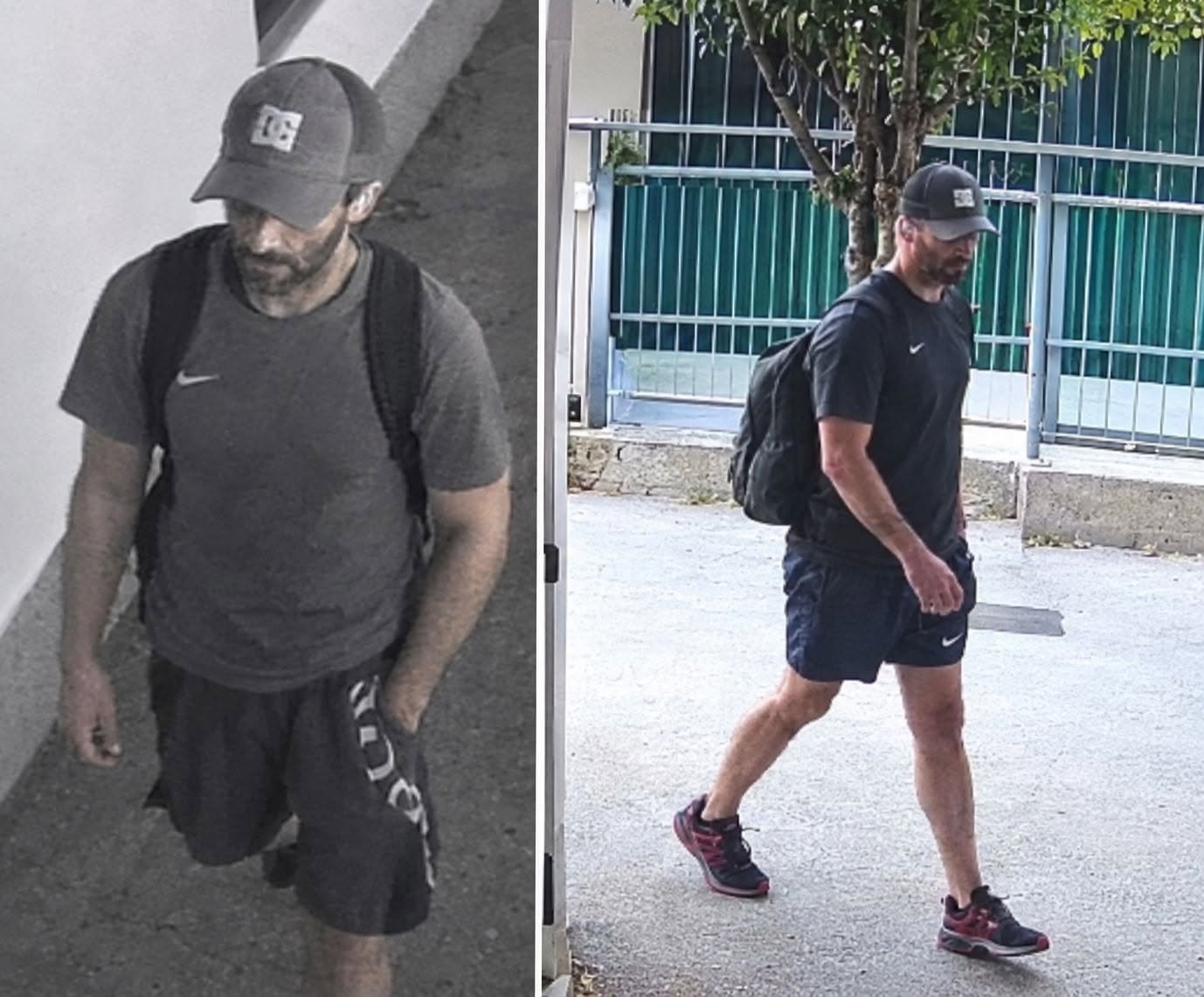Moški s temno kapo in nahrbtnikom na posnetkih iz Lucije