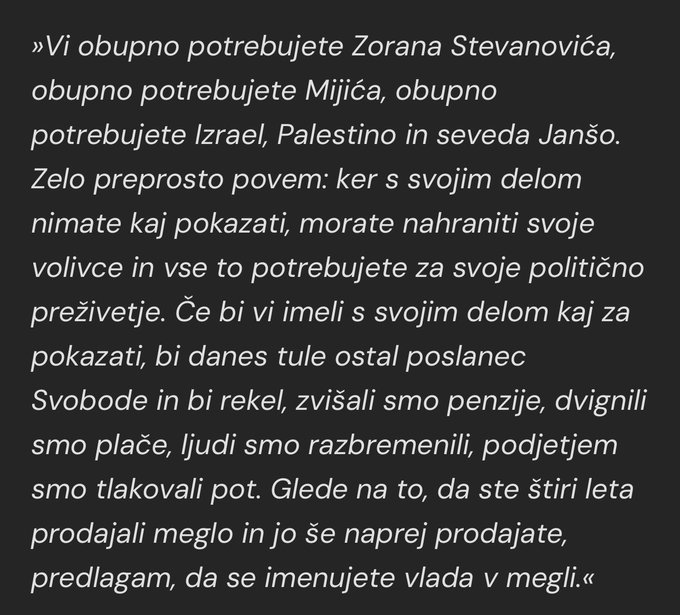 Reberšek brutalno nad Svobodo: »Štiri leta ste prodajali meglo – imenujte se vlada v megli!«