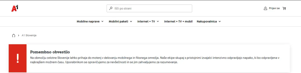 Včeraj brez klicev in drugih storitev, danes brez pojasnila? A1 je večji izpad doživel že drugič letos