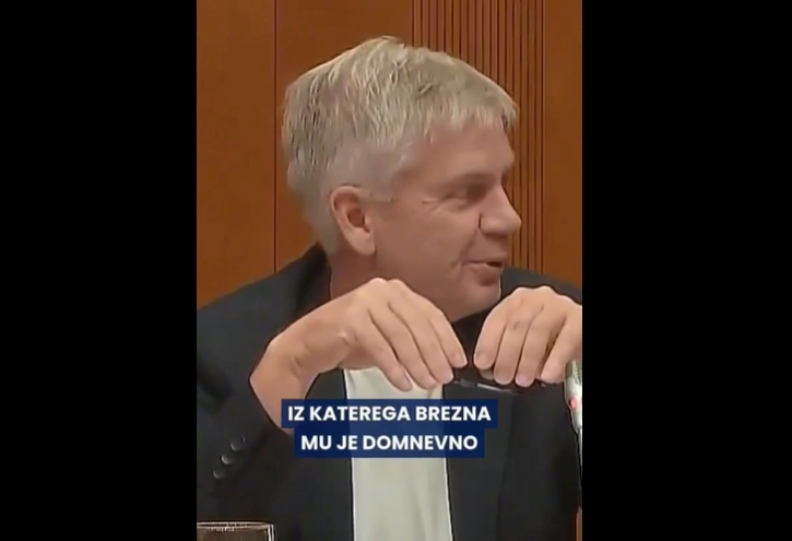 Premk z nasmehom na obrazu in opazko o »breznu«, odkoder je pobegnil oče Janeza Janše, SDS reagiral