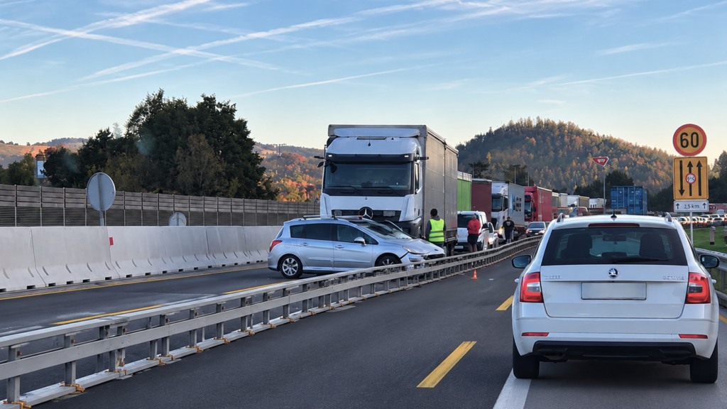 Zaradi nesreče zaprta primorska avtocesta pri Ravbarkomandi, nastajajo zastoji