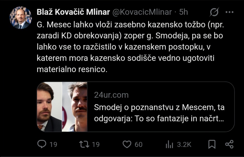 Nova epizoda »afere kokain«: Pravnik Mescu svetuje potezo, ki bi lahko razčistila spor