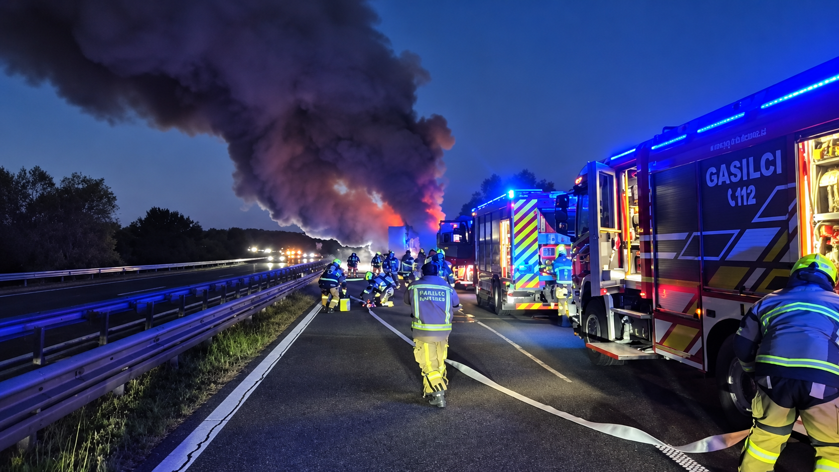 Na avtocesti proti Ljubljani zagorel tovornjak, voznike opozarjajo na previdnost