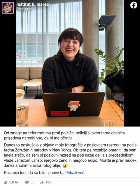 Po očitkih o razkošnem potovanju se je oglasila Nika Kovač: »Na letalu sem bila z Janezom Janšo in njegovo ženo, mogoče je prav mucek Janez…«