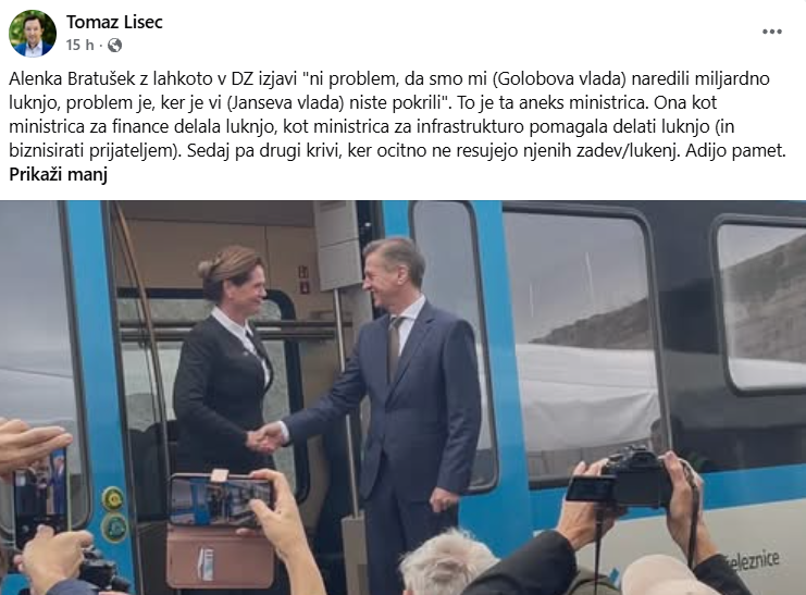 Tomažu Liscu prekipelo zaradi Alenke Bratušek: »Ona dela luknje, drugi jih rešujejo! Adijo, pamet!««