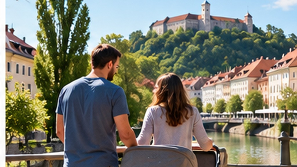 Družina z majhnim otrokom na sprehodu v Sloveniji.