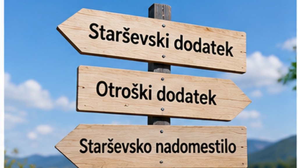 Prikaz različnih pravic, povezanih z rojstvom otroka in starševstvom.