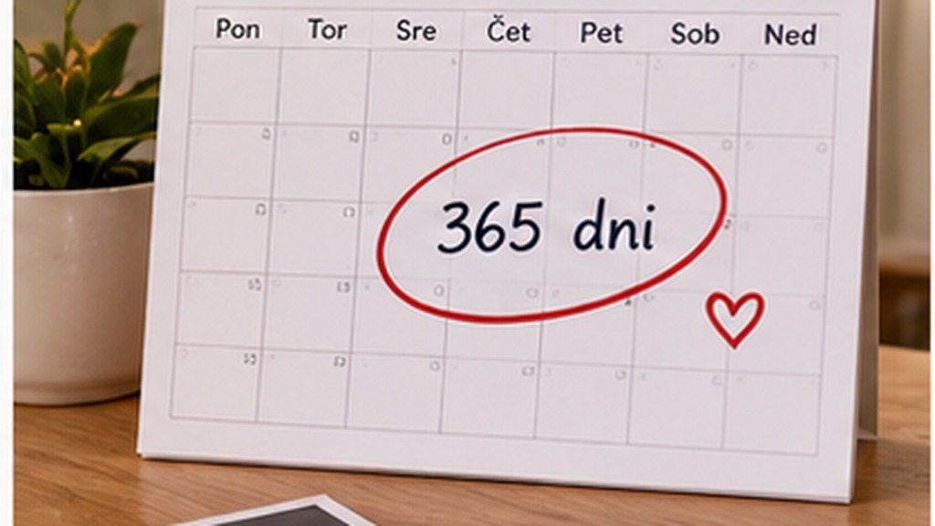 Koledar, ki ponazarja 365 dni prejemanja starševskega dodatka.