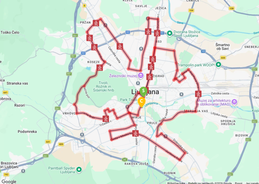 Zemljevid zapor; vir: Ljubljanski maraton