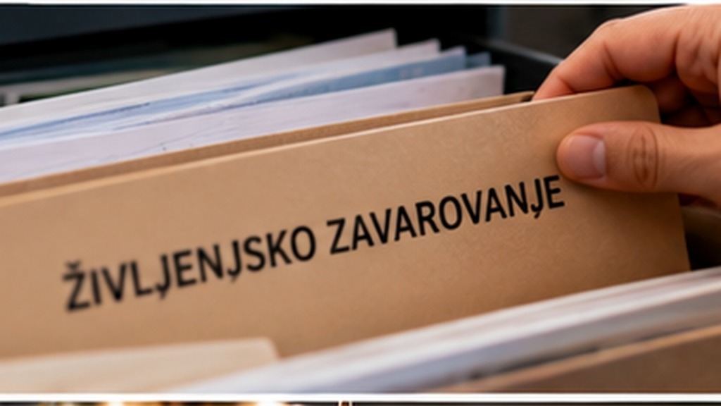 Iskanje stare police življenjskega zavarovanja med osebnimi dokumenti.